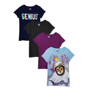 Spotted Zebra Girls Cat Genius Tee Set of 4